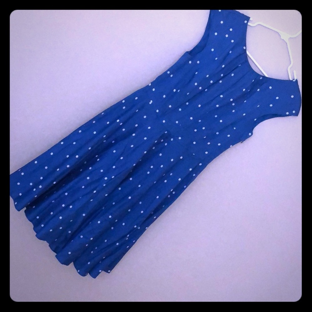 Boden blue white polkadot cotton dress 6R